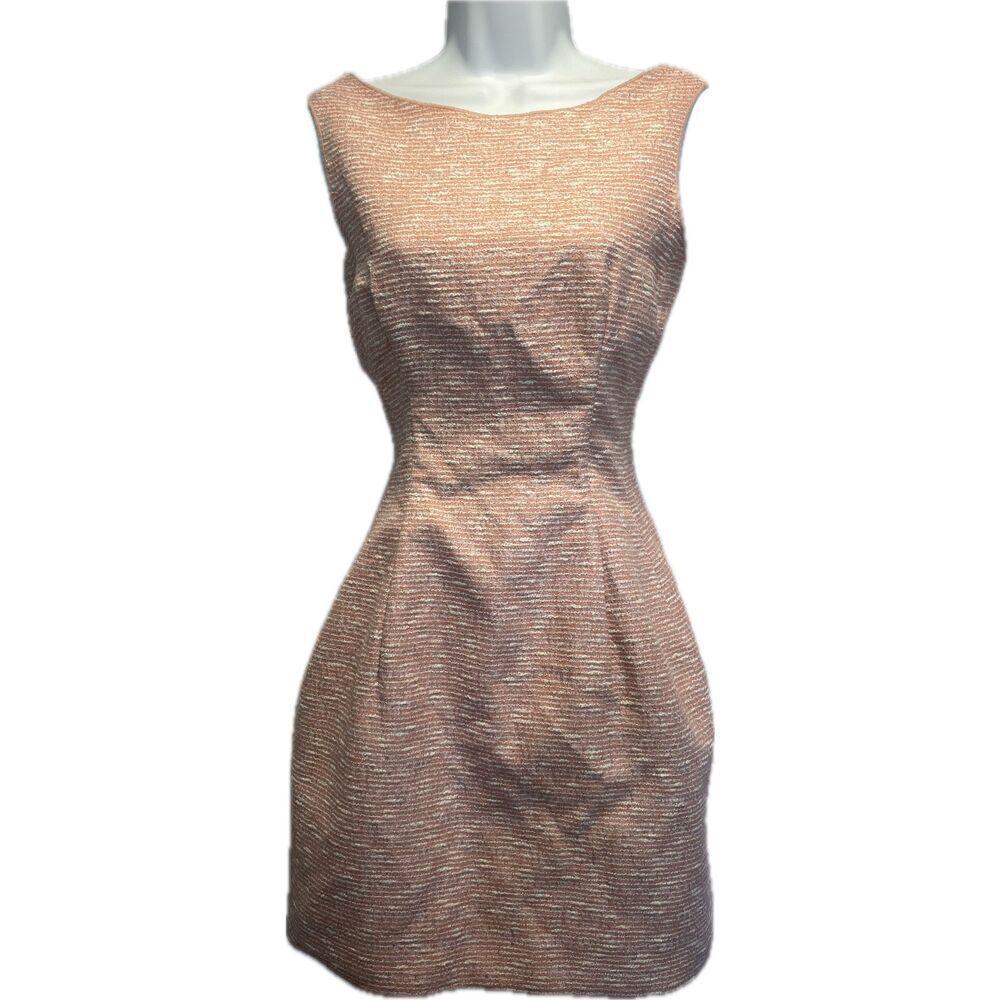 Rebecca Taylor Pink SL Optic Sleeveless Tweed Dress Women’s Size 6 Retails $475